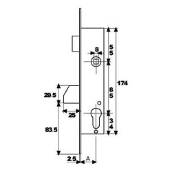 CERRADURA PUERTA METALICA 2210/38/ AI TESA