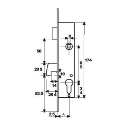 CERRADURA PUERTA METALICA 2240/25/3AI TESA
