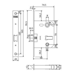 PICAPORTE UNIFICADO 134U/50 ACERO ESMALTADO