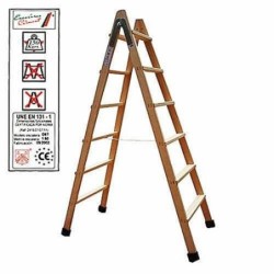 ESCALERA MADERA DOBLE 4-PELDAÑOS CON TACO D4T