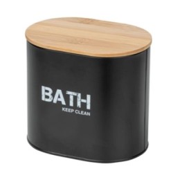 CESTA DE BAÑO CON TAPA GARA NEGRO 24327