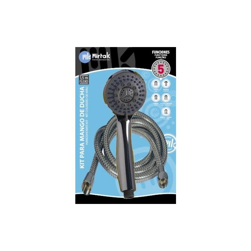 KIT DUCHA NIGER CROMO FLEXO METAL. 1,5 M. B17052