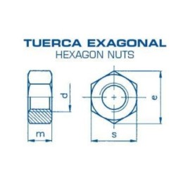 TUERCA EXAGONAL 934 INOX. A-2 16 (CENT.)