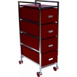 CARRO MULTIUSOS 4 CAJONES MADERA ROJO 1044MR