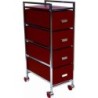 CARRO MULTIUSOS 4 CAJONES MADERA ROJO 1044MR