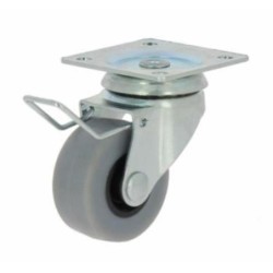 RUEDA CON SOPORTE PLACA ARO GOMA 40 C/FRENO 17129