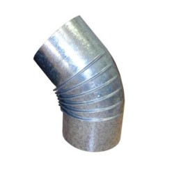 CODO RIZADO GALVANIZADO 0.8 MM. 45  150 MM.