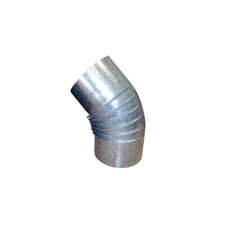 CODO RIZADO GALVANIZADO 0.8 MM. 45  150 MM.