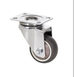 RUEDA GIRATORIA CON PLACA Y GOMA GRIS 40MM