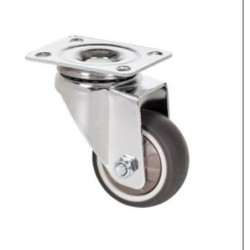 RUEDA GIRATORIA CON PLACA Y GOMA GRIS 50MM