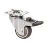RUEDA GIRATORIA DE PLACA CON FRENO GOMA GRIS 40MM