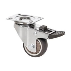 RUEDA GIRATORIA DE PLACA CON FRENO GOMA GRIS 50MM