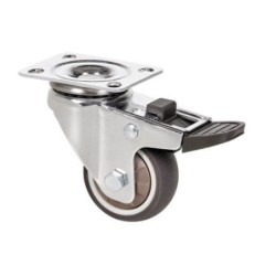 RUEDA GIRATORIA DE PLACA CON FRENO GOMA GRIS 60MM