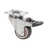RUEDA GIRATORIA DE PLACA CON FRENO GOMA GRIS 60MM