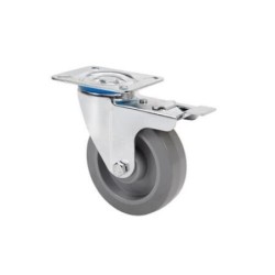 RUEDA GIRATORIA FRENO 125 GOMA GRIS ELASTICA 225KG