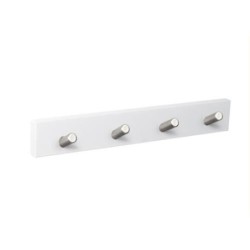 PERCHA PARED BLANCA 4 POMOS INCLINADOS INOX