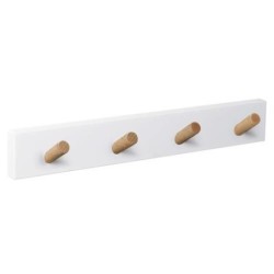 PERCHA PARED BLANCA 4 POMOS INCLINADOS NATURAL