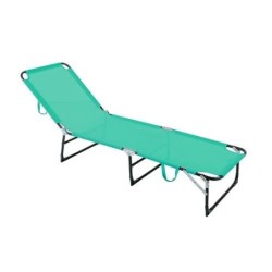 CAMA PLEGABLE EN ACERO GRIS Y TEXALINE TURQUESA