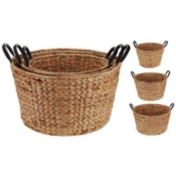 SET 3 CESTAS TRENZADO MAIZ REDONDO 449000080
