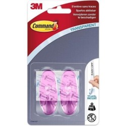 GANCHO COMMAND OVALADO ROSA TRANSPARENTE 17091CLP