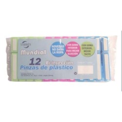 PINZAS ROPA PLASTICO BICOLOR (PAQUETE 12)