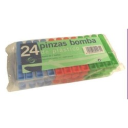 PINZAS ROPA PLASTICO BOMBA (PAQUETE 24)