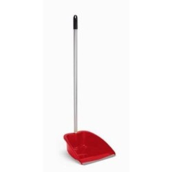 RECOGEDOR C/REGLETA GOMA Y PALO METALICO ROJO 9024