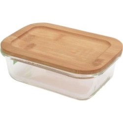 CONTENEDOR ALIMENTOS CRISTAL C/TAPA BAMBU 1040ML.