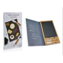 SET 2 CUCHILLOS QUESO + TABLA PIZARRA CC65019