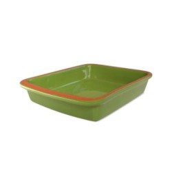 BANDEJA BARRO RECT. 32X23.5 CM. VERDE OLIVA 58402