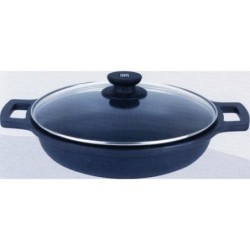 CACEROLA BAJA AL. FUNDIDO CON TAPA CRIS 32 CM.