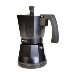 CAFETERA ALUMINIO INDUCCION NEGRA 1-3 TAZAS LUCCIA