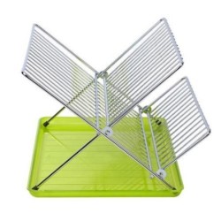 ESCURREPLATOS CROMADO PLEGABLE VERDE