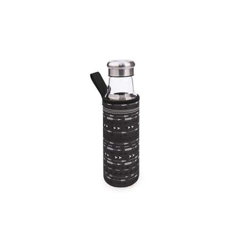 BOTELLA DE VIDRIO FLECHAS NEGRAS 550 ML.