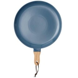 PLATO CON MANGO DE MADERA COLOR AZUL