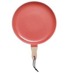 PLATO CON MANGO MADERA COLOR CORAL LAD359