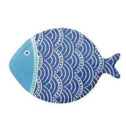 PLATO PESCADO GRANDE 31X21.5CM PORCELANA AZUL