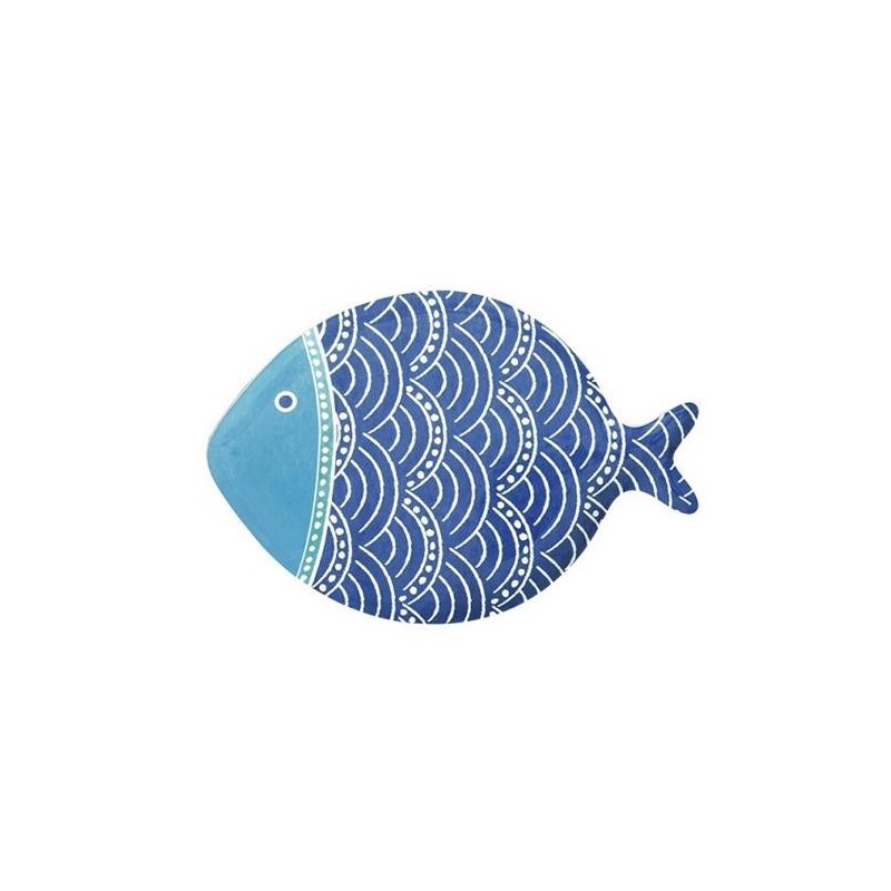 PLATO PESCADO GRANDE 31X21.5CM PORCELANA AZUL