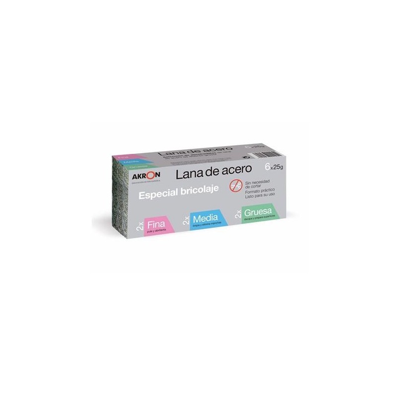 BOBINA LANA ACERO SUR.FINA-MEDIANO-GRUESA 6X25 GR.