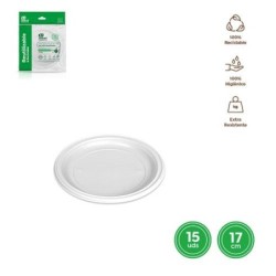 PLATO LLANO REDONDO POSTRE BLANCO 17CM.(PACK-15UD)