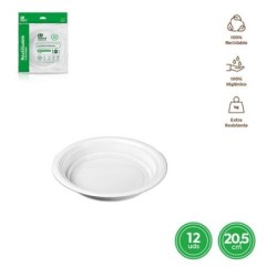 PLATO HONDO REDONDO BLANCO 20.5CM (PACK-12UD)