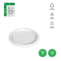 PLATO LLANO REDONDO BLANCO 22CM. (PACK-10UD)