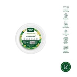 PLATO LLANO REDONDO COMPOSTABLE POSTRE 17CM. 10UND
