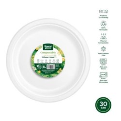 PLATO LLANO REDONDO COMPOSTABLE 30CM. (PACK-3UND)