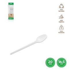 CUCHARA PLASTICO RECICLABLE BLANCA (PACK-20UND)