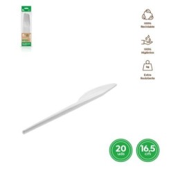 CUCHILLO PLASTICO RECICLABLE BLANCO (PACK-20UND)