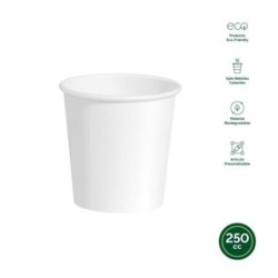VASO CARTON BLANCO BIODEGRADABLE 250CC(PACK-15UND)
