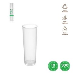 VASO TUBO PLASTICO TRANSPARENTE 300CC (PACK-10UND)