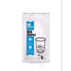 VASO PLASTICO TRANSPARENTE 500CC (PACK-8) 1218