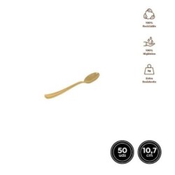 CUCHARA MINI ORO 10,7CM 50 UDS REUTILIZABLE 1807R